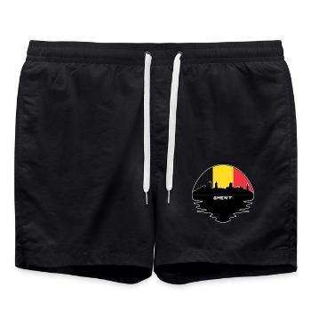 Gent Belgien Flagge Skyline Silhouette Reisen - Badeshorts - Schwarz - Vorne - AI Model Male 185 light (185cm)