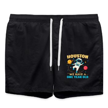 Houston Wir haben ein 1 Jahr altes 1st Birthday Bd - Badeshorts - Schwarz - Vorne - AI Model Male 185 light (185cm)