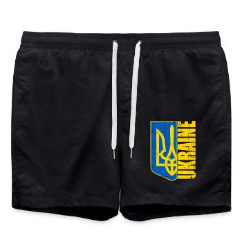 Ukraine Fußball Trikot Flagge Ukraina - Badeshorts - Schwarz - Vorne - AI Model Male 185 light (185cm)