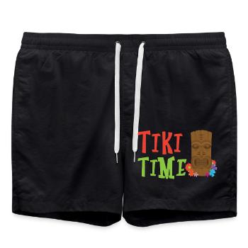 Tiki Time Tropischer Drink Luau Party Tiki Bar - Badeshorts - Schwarz - Vorne - AI Model Male 185 light (185cm)