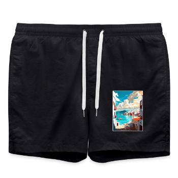 Naxos Griechenland Dekoration Vintage Reise Poster WPA - Badeshorts - Schwarz - Vorne - AI Model Male 185 light (185cm)