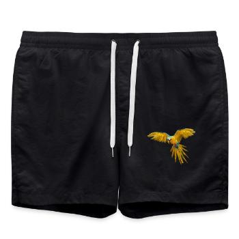 Papagai Polygon Bestseller Artwork Kunstwerk Vogel - Badeshorts - Schwarz - Vorne - AI Model Male 185 light (185cm)