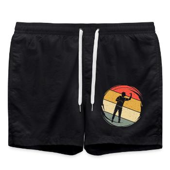 Dart Spieler Vintage Dartspiel Dartspieler - Badeshorts - Schwarz - Vorne - AI Model Male 185 light (185cm)