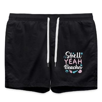 Shell Yeah Beaches Muschelsammlung Beachcombing - Badeshorts - Schwarz - Vorne - AI Model Male 185 light (185cm)