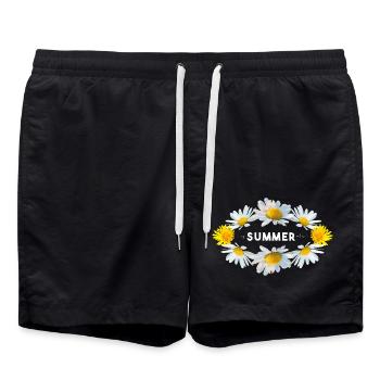 Sommer Blumen endlich Sommer - Badeshorts - Schwarz - Vorne - AI Model Male 185 light (185cm)