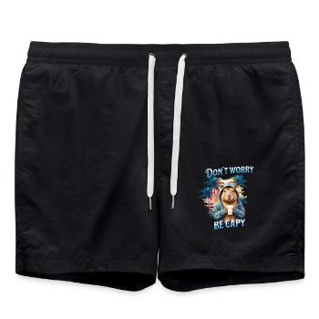 Don t worry be capy, cooles Capybara Kaffeetasse - Badeshorts - Schwarz - Vorne - AI Model Male 185 light (185cm)