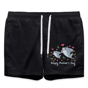 Animal Mom Shark zum Muttertag - Badeshorts - Schwarz - Vorne - AI Model Male 185 light (185cm)