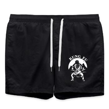 Energievoller Kung Fu Kampfsport - Badeshorts - Schwarz - Vorne - AI Model Male 185 light (185cm)