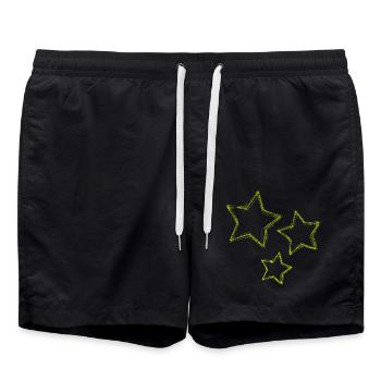 STERN. STERN. STERNE. FEST. JAHRESTAG. WEIHNACHTEN. - Badeshorts - Schwarz - Vorne - AI Model Male 185 light (185cm)