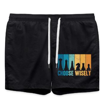 Schachfiguren Vintage Schach Schachspiel - Badeshorts - Schwarz - Vorne - AI Model Male 185 light (185cm)
