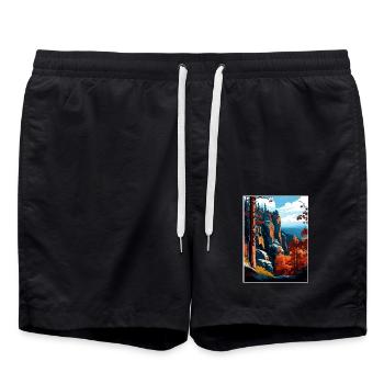 Böhmische Schweiz Tschechien Reiseposter - Badeshorts - Schwarz - Vorne - AI Model Male 185 light (185cm)