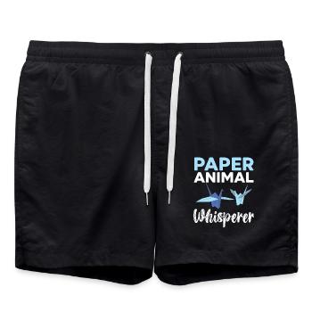 Papiertierflüsterer Papierkunst Japanische Kunst - Badeshorts - Schwarz - Vorne - AI Model Male 185 light (185cm)