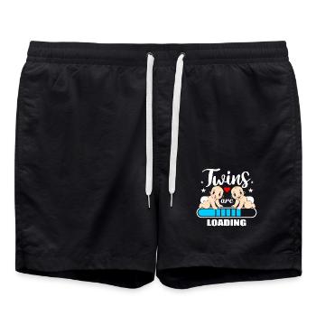Twins Loading Schwanger Zwillinge Schwangerschaft - Badeshorts - Schwarz - Vorne - AI Model Male 185 light (185cm)