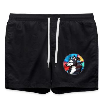 Stinktierglas bunte Karikatur Kawaii Tier - Badeshorts - Schwarz - Vorne - AI Model Male 185 light (185cm)