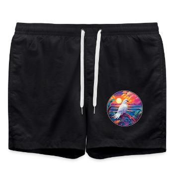Taube buntes Aquarell Cartoon Kawaii Tier - Badeshorts - Schwarz - Vorne - AI Model Male 185 light (185cm)
