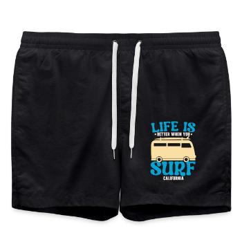 Life Is Better When You Surf USA Kalifornien Surfe - Badeshorts - Schwarz - Vorne - AI Model Male 185 light (185cm)