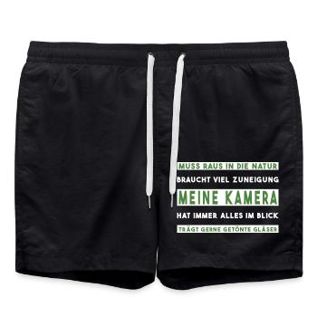Fotograf fotografieren Naturfotograf - Badeshorts - Schwarz - Vorne - AI Model Male 185 light (185cm)