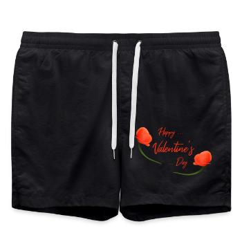 valentines day poppy - Badeshorts - Schwarz - Vorne - AI Model Male 185 light (185cm)