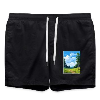 Kaitoke Regional Park Neuseeland Reiseposter - Badeshorts - Schwarz - Vorne - AI Model Male 185 light (185cm)