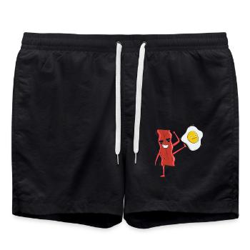 Baconholic Fleisch-Liebhaber Speck-Esser Keto Keto - Badeshorts - Schwarz - Vorne - AI Model Male 185 light (185cm)