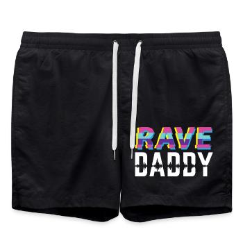 Rave Papa Techno Dad - Badeshorts - Schwarz - Vorne - AI Model Male 185 light (185cm)