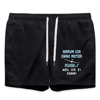 warum ich ohne motor fliege - Badeshorts - Schwarz - Vorne - AI Model Male 185 light (185cm)