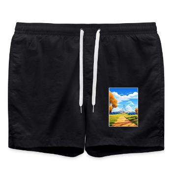 Canberra Australien Vintage Reiseposter Souvenir - Badeshorts - Schwarz - Vorne - AI Model Male 185 light (185cm)