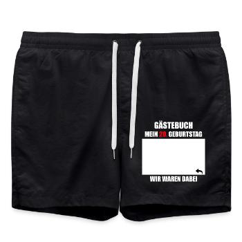 Unterschriften zum 20. Geburtstag - Gästebuch - Badeshorts - Schwarz - Vorne - AI Model Male 185 light (185cm)