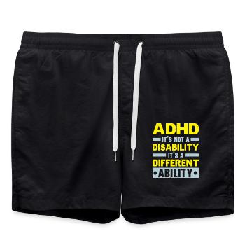 ADHS ist keine Behinderung, sondern eine andere Fä - Badeshorts - Schwarz - Vorne - AI Model Male 185 light (185cm)
