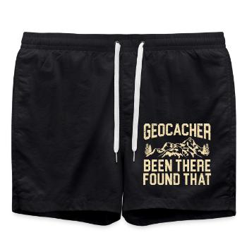 Geocacher Been There Found That Geocaching - Badeshorts - Schwarz - Vorne - AI Model Male 185 light (185cm)