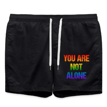 You are not alone - Regenbogen - Badeshorts - Schwarz - Vorne - AI Model Male 185 light (185cm)