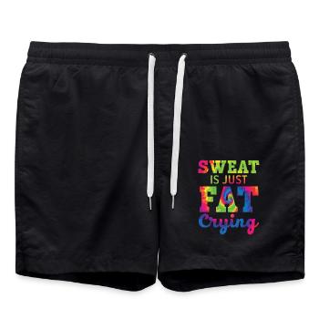 Schweiß ist nur Fett, das weint Trainer Gym Fitnes - Badeshorts - Schwarz - Vorne - AI Model Male 185 light (185cm)