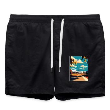 Canberra Australien Vintage Reiseposter Souvenir - Badeshorts - Schwarz - Vorne - AI Model Male 185 light (185cm)