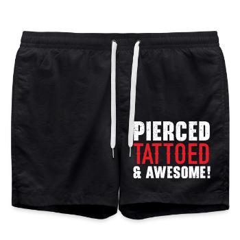 Gepierct Tätowiert Und Geil Tattooing Tattoo - Badeshorts - Schwarz - Vorne - AI Model Male 185 light (185cm)