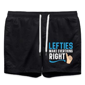 Linkshänder machen alles richtig Linkshänder - Badeshorts - Schwarz - Vorne - AI Model Male 185 light (185cm)