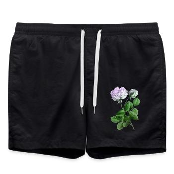 Pastellrose Botanikkunst-Print - Badeshorts - Schwarz - Vorne - AI Model Male 185 light (185cm)