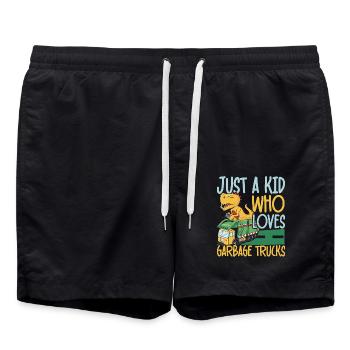 Nur ein Kind, das Müllwagen und Recycling liebt - Badeshorts - Schwarz - Vorne - AI Model Male 185 light (185cm)