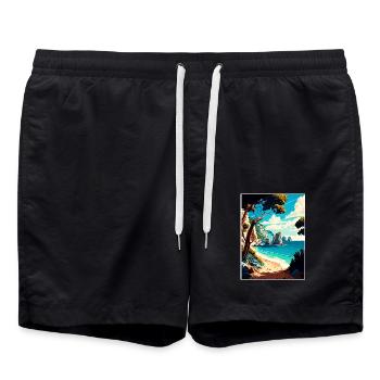Zakynthos Griechenland Dekoration Griechisches Reiseposter - Badeshorts - Schwarz - Vorne - AI Model Male 185 light (185cm)