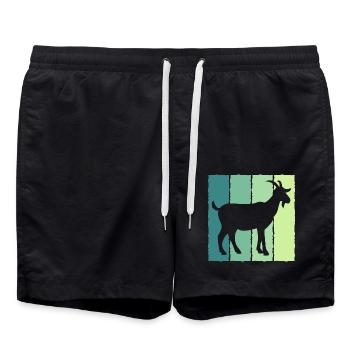 Ziege im Blockfarben-Design - Badeshorts - Schwarz - Vorne - AI Model Male 185 light (185cm)