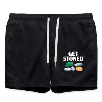 Get Stoned Geologie Rockhound Gesteinssammeln - Badeshorts - Schwarz - Vorne - AI Model Male 185 light (185cm)