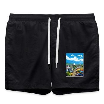 San Jose Costa Rica Vintage Reiseposter Souvenir - Badeshorts - Schwarz - Vorne - AI Model Male 185 light (185cm)