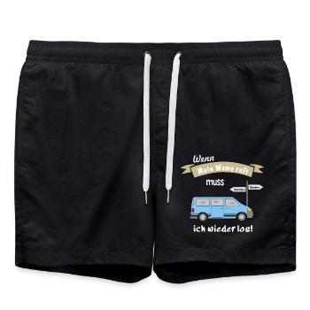 womo ruft campingbus - Badeshorts - Schwarz - Vorne - AI Model Male 185 light (185cm)
