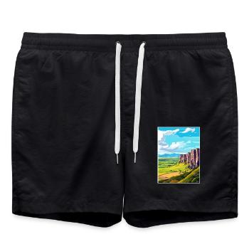 Salisbury Crags Edinburgh Schottland Reiseposter - Badeshorts - Schwarz - Vorne - AI Model Male 185 light (185cm)