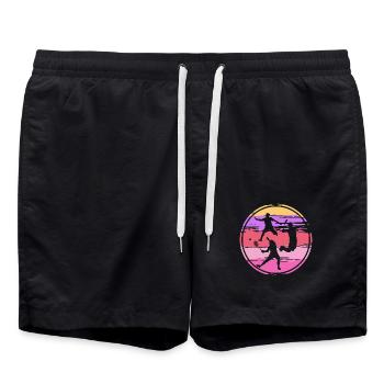 Badmintonspieler Badminton Retro - Badeshorts - Schwarz - Vorne - AI Model Male 185 light (185cm)