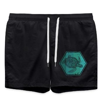 Schildkröte - Badeshorts - Schwarz - Vorne - AI Model Male 185 light (185cm)