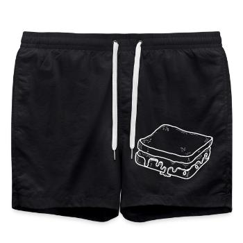 Käsetoast – Minimalistisches Foodie Design - Badeshorts - Schwarz - Vorne - AI Model Male 185 light (185cm)