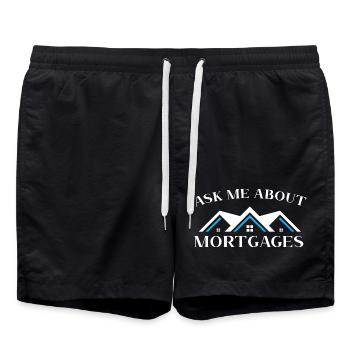 Fragen Sie mich über Hypotheken Haus Immobilienmak - Badeshorts - Schwarz - Vorne - AI Model Male 185 light (185cm)
