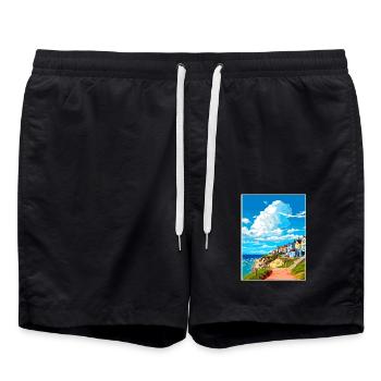 Newquay Cornwall Vintage Reiseposter Souvenir - Badeshorts - Schwarz - Vorne - AI Model Male 185 light (185cm)