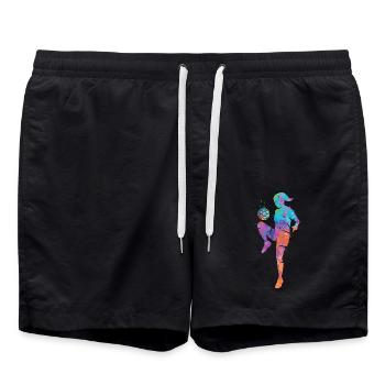 Fußball spielen Fußballerin Mädchen Fussball - Badeshorts - Schwarz - Vorne - AI Model Male 185 light (185cm)