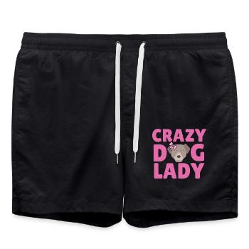 Crazy Dog Lady - Hund mit Schleife in Pink - Badeshorts - Schwarz - Vorne - AI Model Male 185 light (185cm)